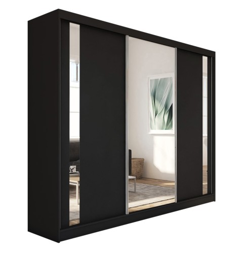 Szafa przesuwna z lustrem GAJA 240 w kolorze czarnym na białym tle.jpg