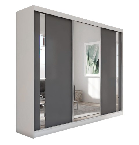 Szafa przesuwna GAJA 240 w kolorze biały korpus fronty- grafit na białym tle.jpg