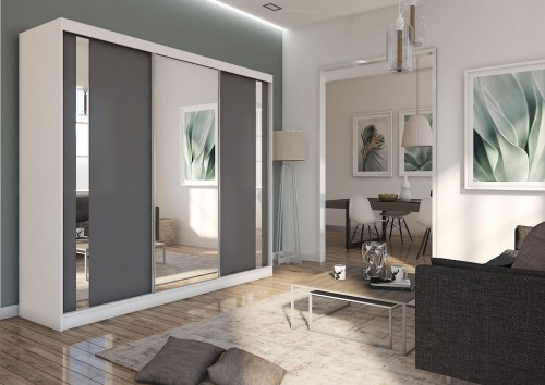 Szafa przesuwna GAJA 240 w kolorze biały korpus fronty- grafit aranżacja.jpg