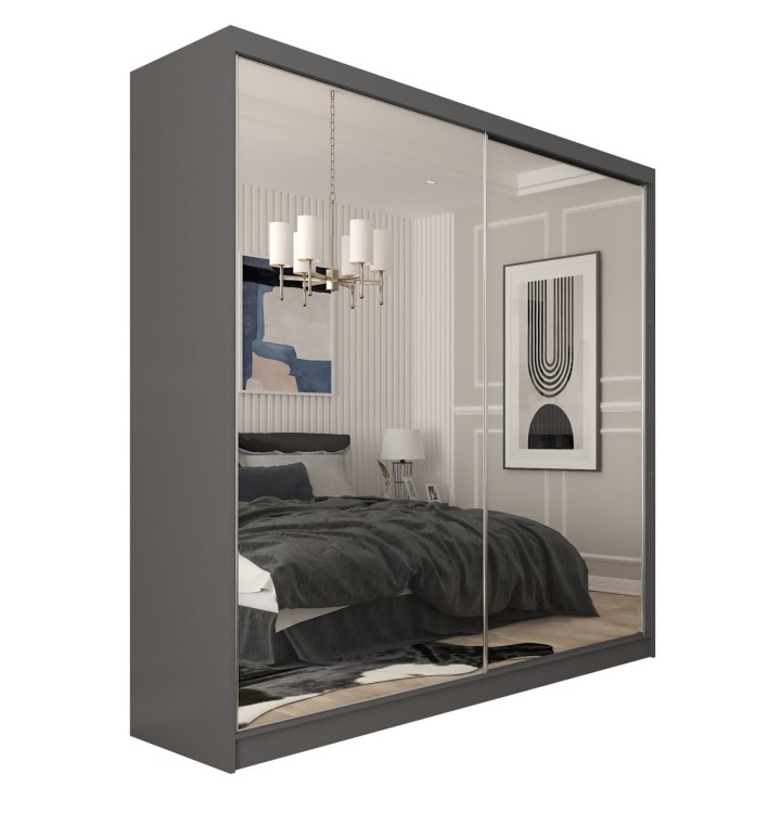 Szafa przesuwna z lustrem DERRO 200 w kolorze grafitowym na białym tle.jpg