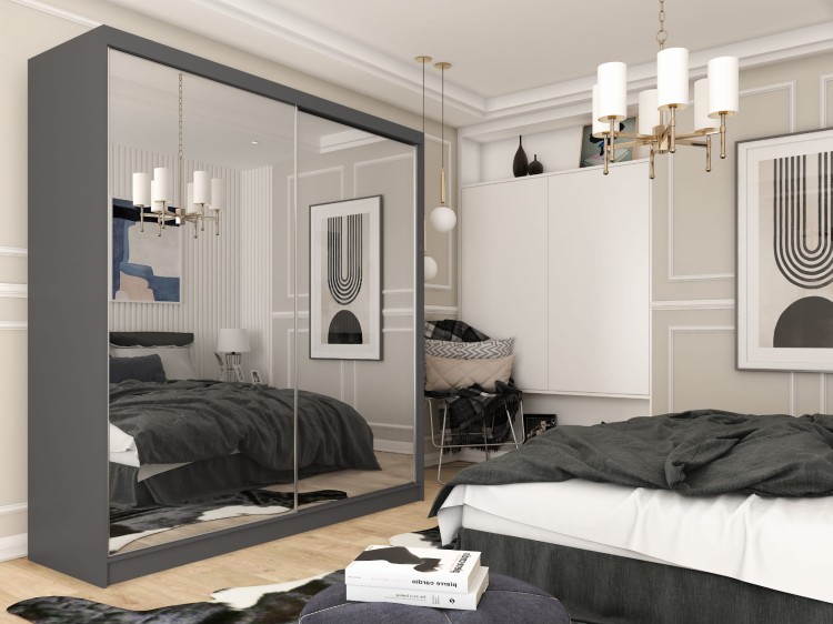 Szafa przesuwna z lustrem DERRO 200 w kolorze grafitowym aranżacja.jpg