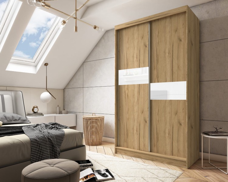 Szafa przesuwna ze szkłem Lavobel LAVINA 120 w kolorze dąb artisan aranżacja.jpg