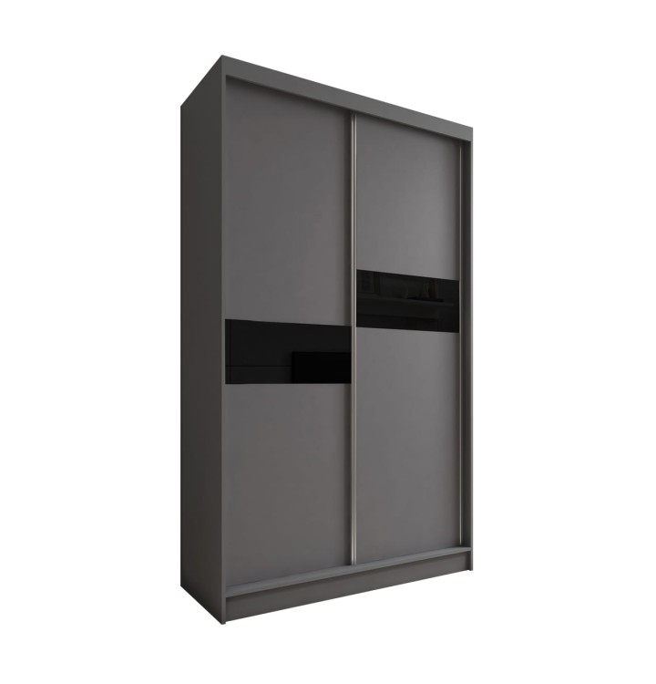 Szafa przesuwna ze szkłem Lacobel LAVINA 120 w kolorze grafitowym na białym tle.jpg