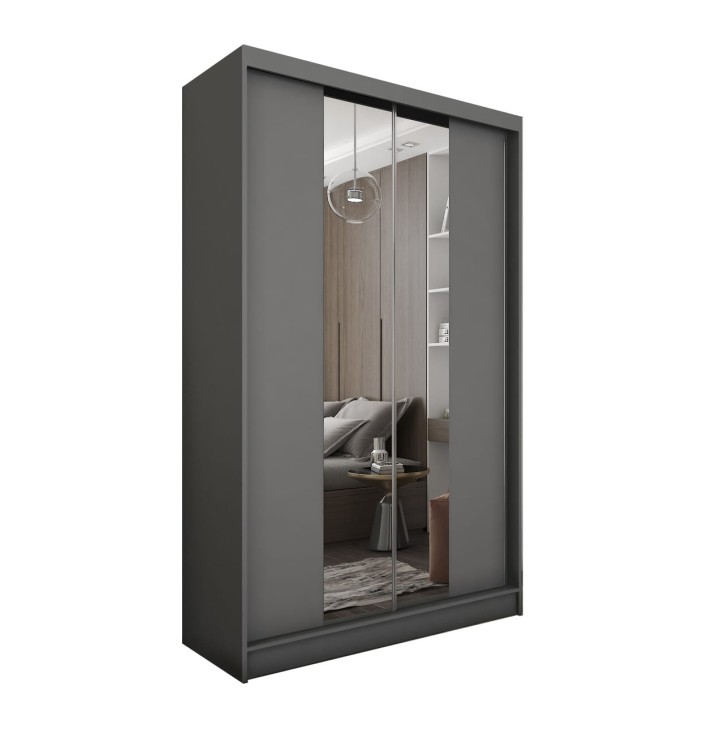 Szafa przesuwna z lustrem LIZA 120  w kolorze grafit na białym tle.jpg