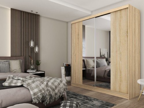 Szafa do sypialni LIZA 200 w kolorze dąb sonoma aranżacja.jpg