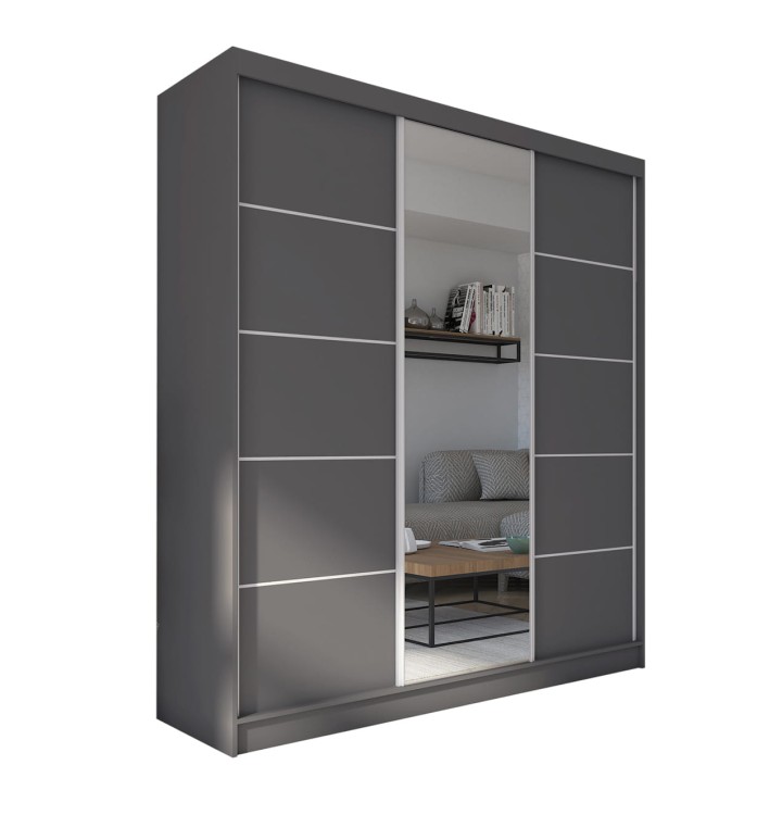 MARINA 180 Grafitowa Szafa z Lustrem – Połączenie Funkcji i Stylu na białym tle.jpg