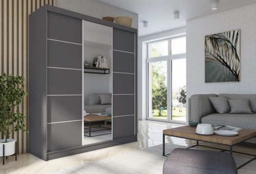 MARINA 180 Szafa z Lustrem i Dekoracyjnymi Szprosami w Kolorze Grafit aranżacja.jpg