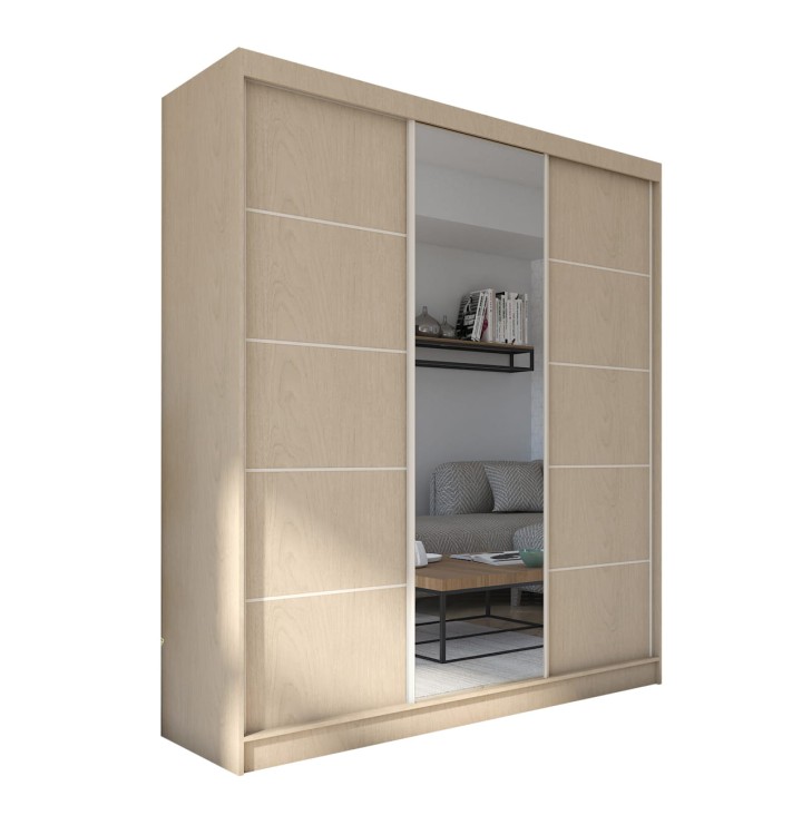 Szafa Przesuwna Dąb Sonoma MARINA 180 z Lustrem – Klasyka i Praktyczność na białym tle.jpg