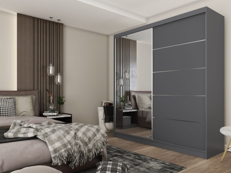 MARINA 200 szafa grafitowa z przesuwanymi drzwiami i dużym lustrem aranżacja.jpg