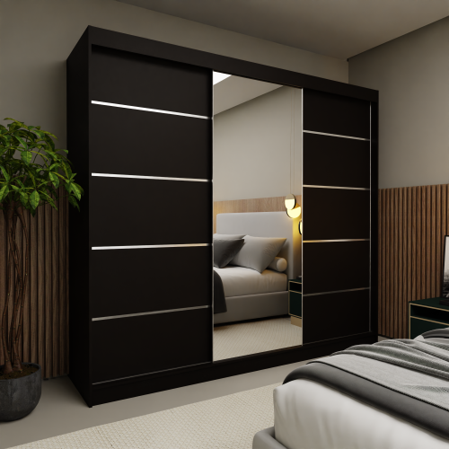 Czarna Szafa z Lustrem MARINA 240 – Stylowy Design aranżacja.jpg