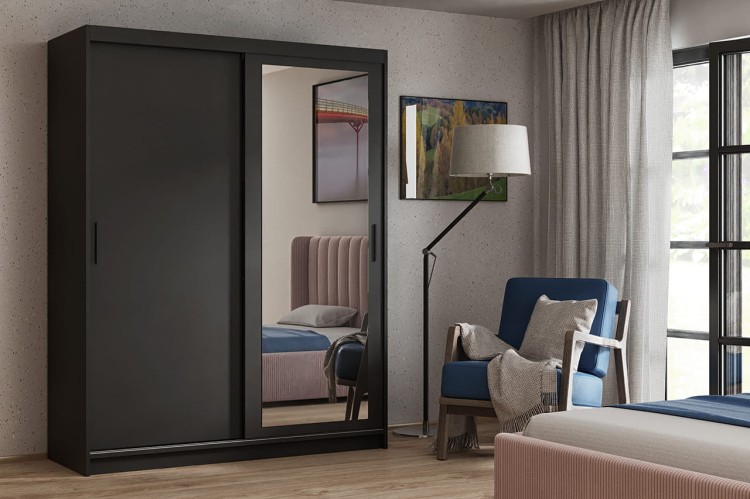 Szafa przesuwna z lustrem HANIA  w kolorze czarny aranżacja.jpg