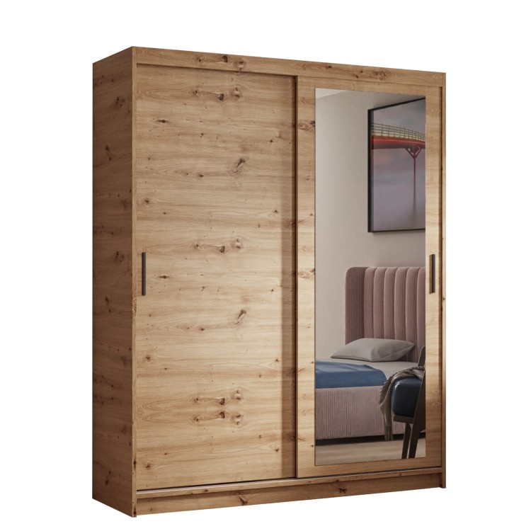 Szafa przesuwna z lustrem HANIA  w kolorze dąb artisan białe tło.jpg