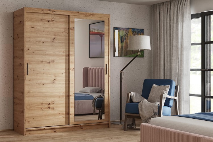 Szafa przesuwna z lustrem HANIA  w kolorze dąb artisan aranżacja.jpg