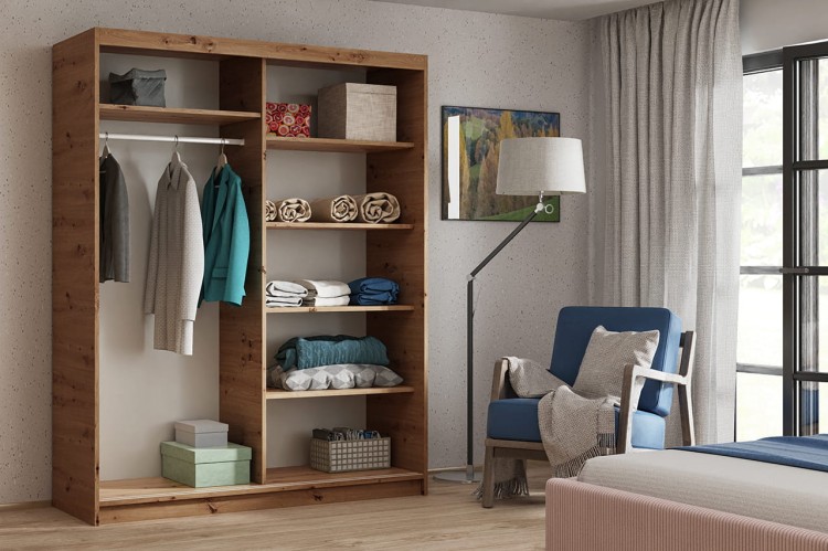 Szafa przesuwna z lustrem HANIA  w kolorze dąb artisan wnętrze.jpg