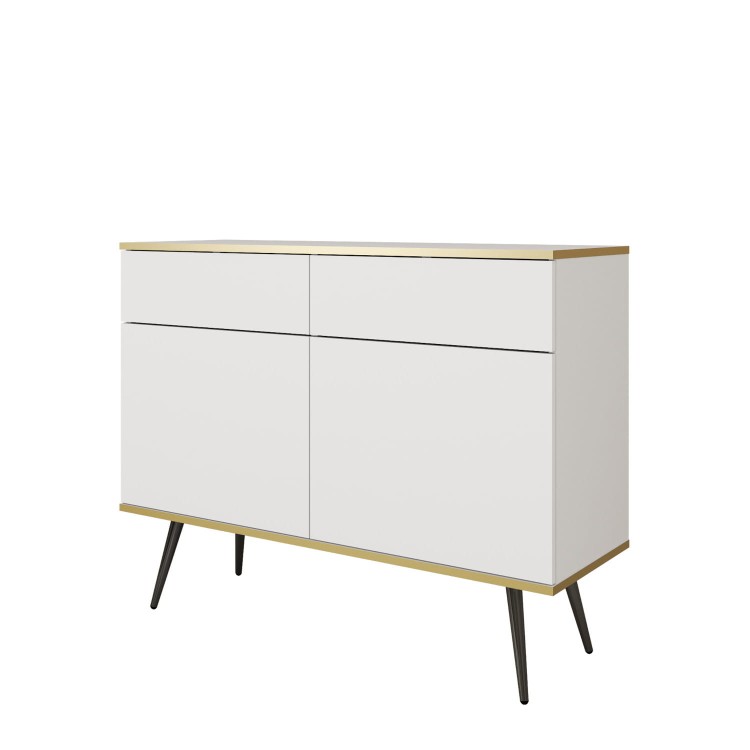 Komoda mała LORO w kolorze białym na czarnych nogach na białym tle.jpg