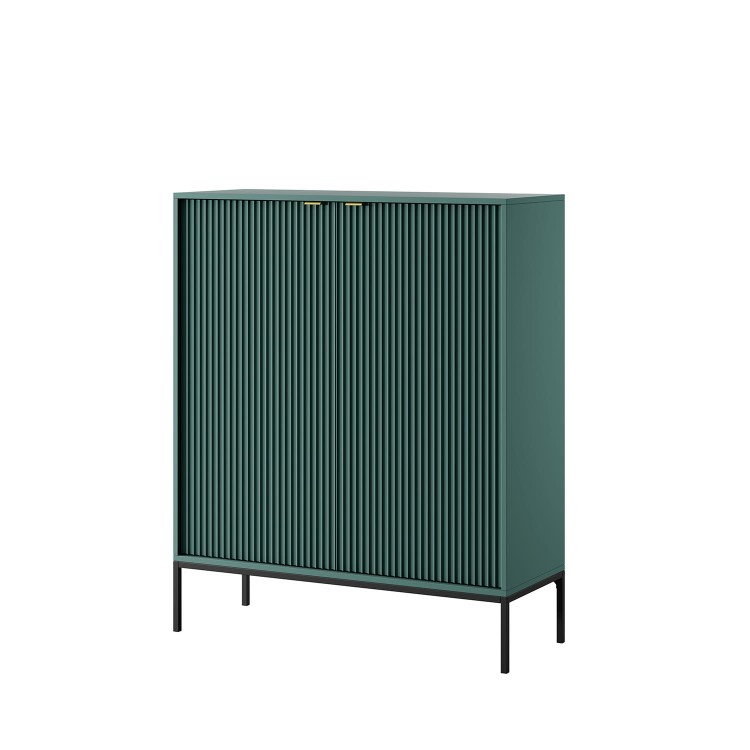 w kolorze labrador komoda wysoka z dwoma drzwiami AVO na czarnym metalowym stelażu.jpg