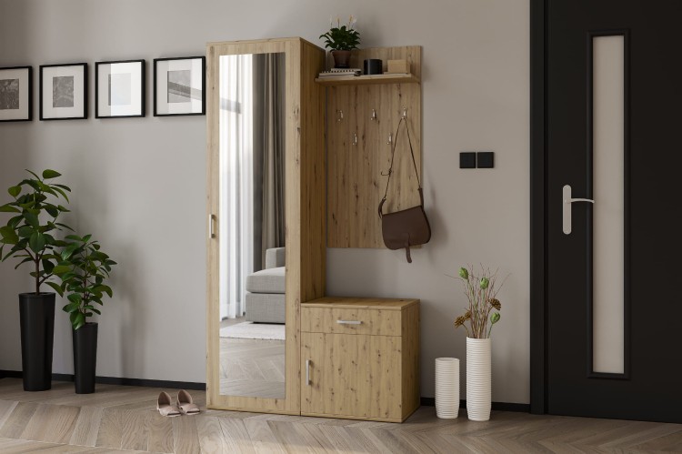 Klasyczne dąb artisan meble do przedpokoju Paulina we wnętrzu mieszkania
