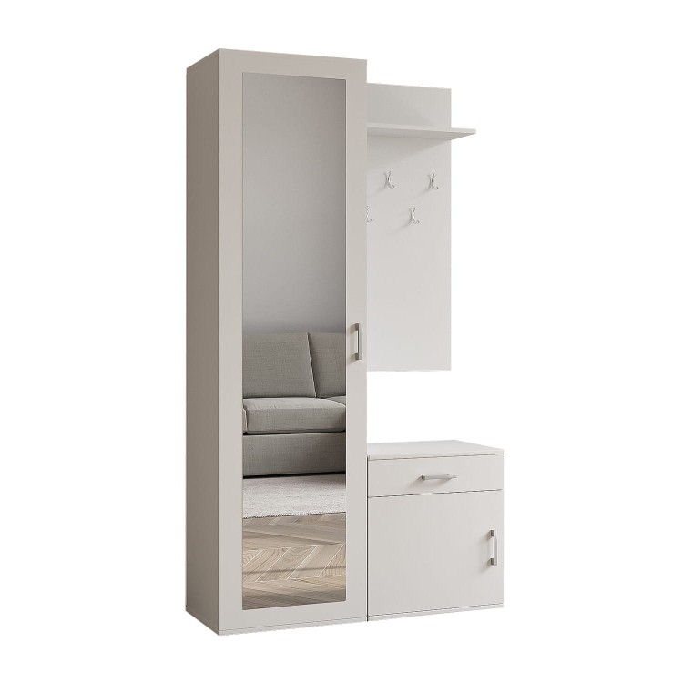 Klasyczna biała garderoba do przedpokoju Paulina na białym tle