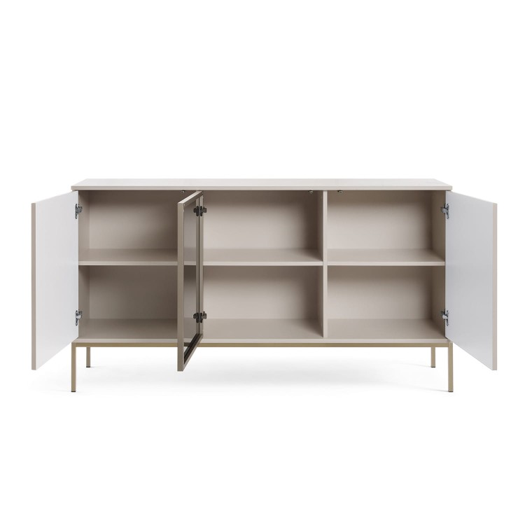 Komoda trzydrzwiowa z przeszkolnymi frontami SIENTO kaszmir otwarte.jpg.jpg