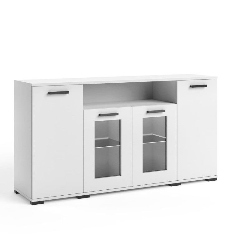 Szeroka Komoda FELIX 3 z przeszklonymi frontami w kolorze białym.jpg.jpg