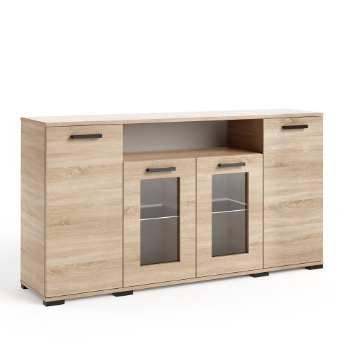 Komoda szeroka FELIX3 w kolorze dąb sonoma przeszklone.jpg.jpg