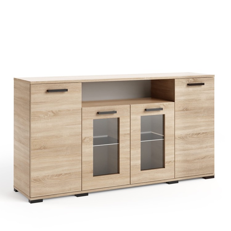 Komoda szeroka FELIX3 w kolorze dąb sonoma przeszklone.jpg.jpg