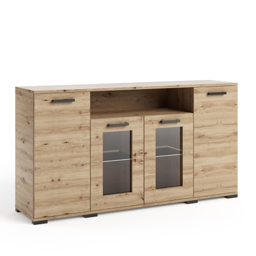 Komoda Felix 3 z przeszkolonymi frontami w kolorze dąb artisan.jpg.jpg